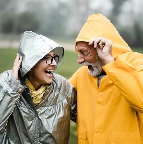 Couple in raincoats