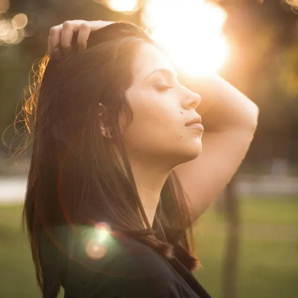 Woman breathing deeply