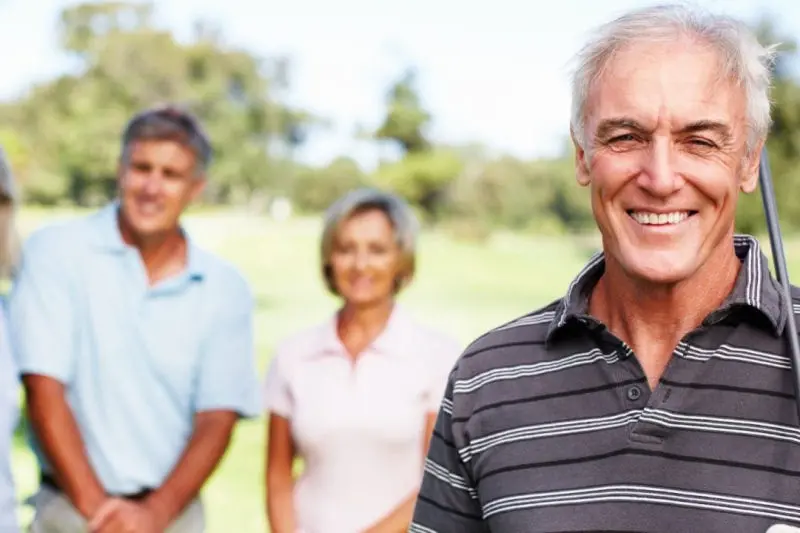 Golfer and friends