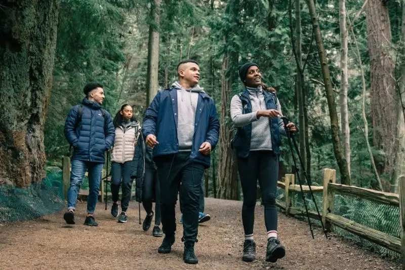 People walking in a forest