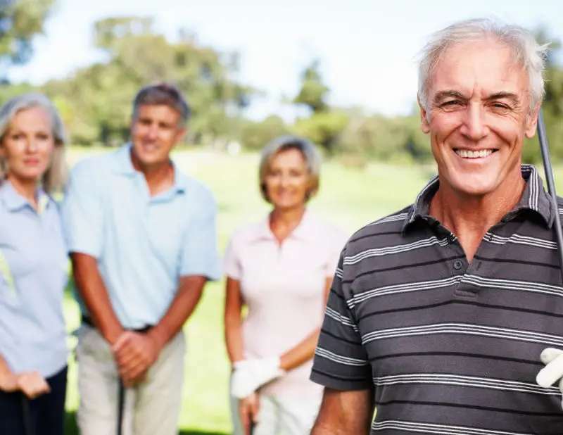 Golfer and friends