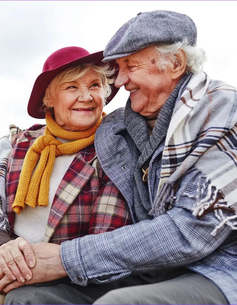 Old couple smiling