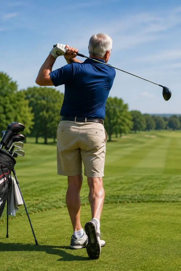 Golfer teeing off