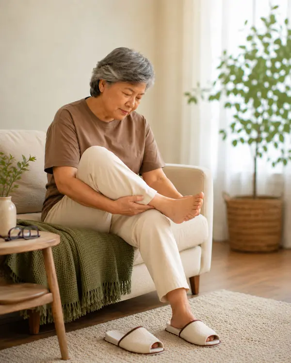 Woman rubbing her foot