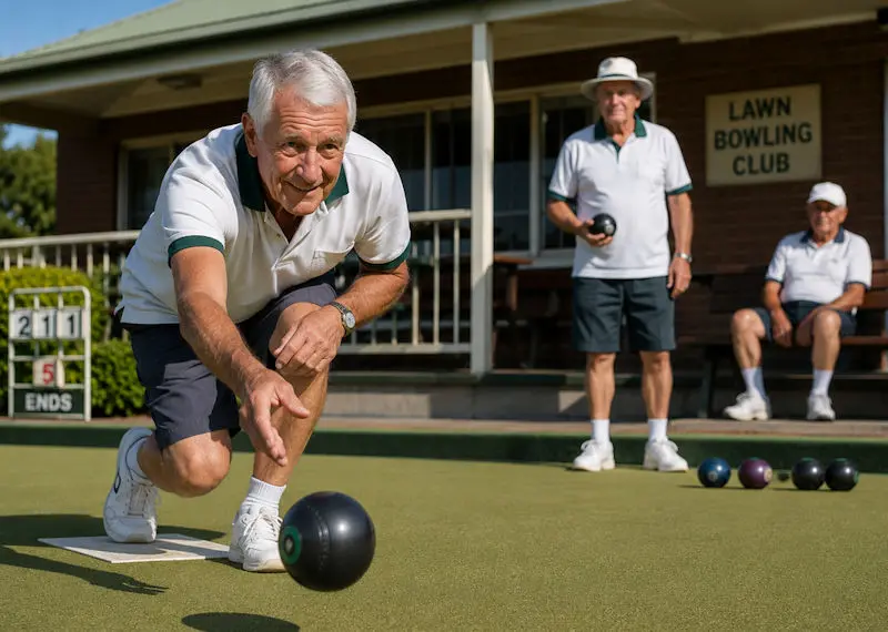 Nick playing bowls